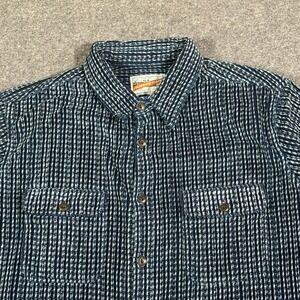 Freenote Cloth Benson Sashiko Indigo Japanese Cotton Woven Shirt Mens Large NWT